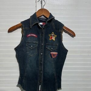 Tommy Hilfiger Denim Vest with Red and White Accents
